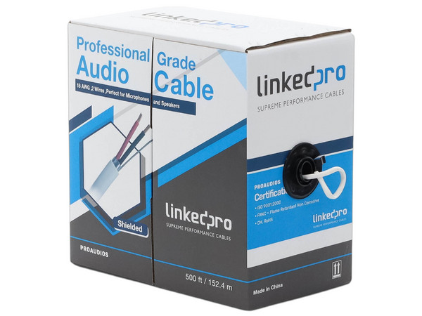 Bobina de Cable para Audio LinkedPro PRO-AUDIO-S, Calibre 18, Ideal para Audio y Automatización, 152m, Color Blanco.