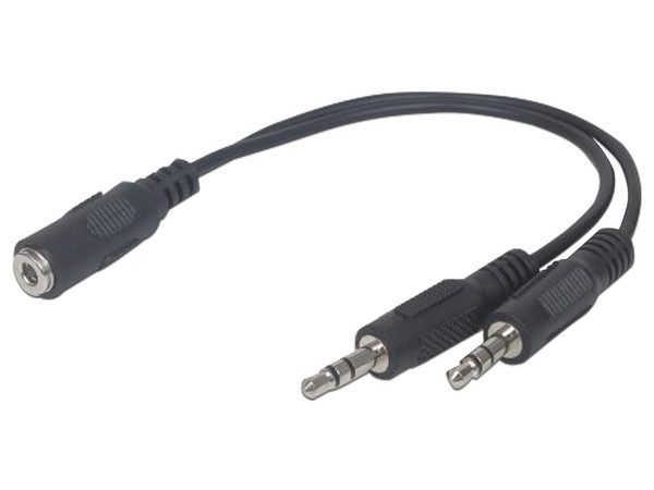 Adaptador Manhattan de 3.5mm (hembra) a dos de 3.5mm (macho).