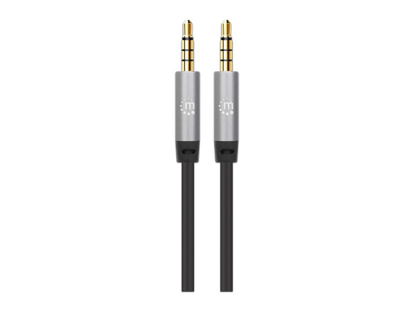 Cable auxiliar de audio Manhattan de 1m, 3.5mm. Color Negro.