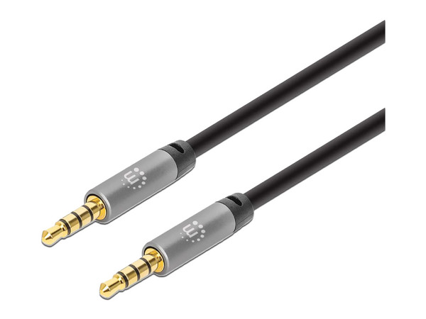 Cable auxiliar de audio Manhattan de 1m, 3.5mm. Color Negro.