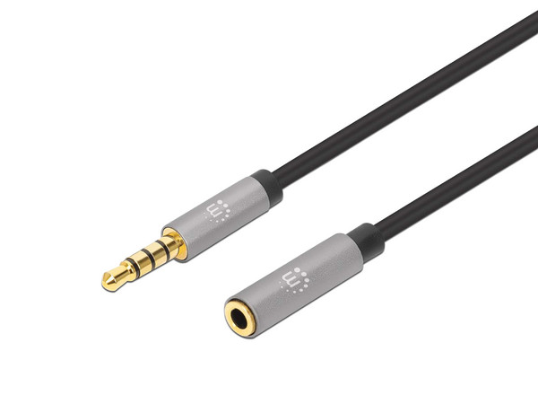 Cable de Extensión de Audio de 3.5mm Manhattan, (macho a hembra) de 2 metros.
