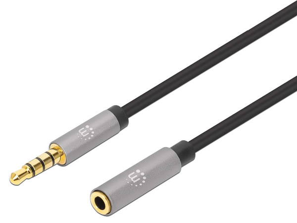 Cable Extensión Manhattan de 3.5mm M-H de 3m. Color Negro