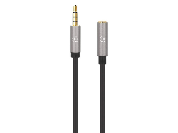 Cable Extensión Manhattan de 3.5mm M-H de 3m. Color Negro