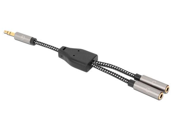 Adaptador de Auriculares en Y, de un Plug a 2 salidas 3.5 mm.
