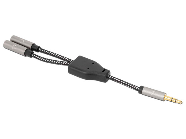 Adaptador de Auriculares en Y, de un Plug a 2 salidas 3.5 mm.