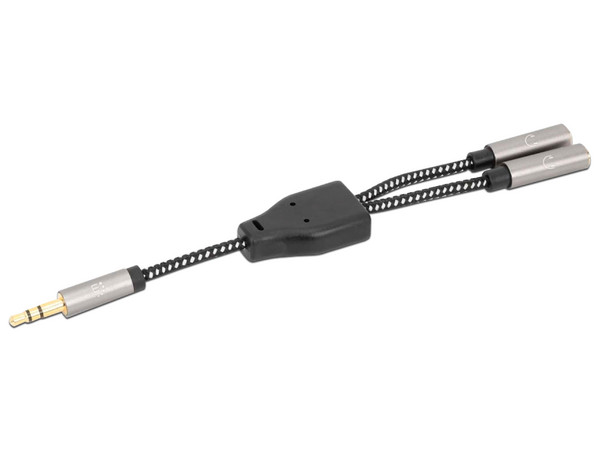 Adaptador de Auriculares en Y, de un Plug a 2 salidas 3.5 mm.