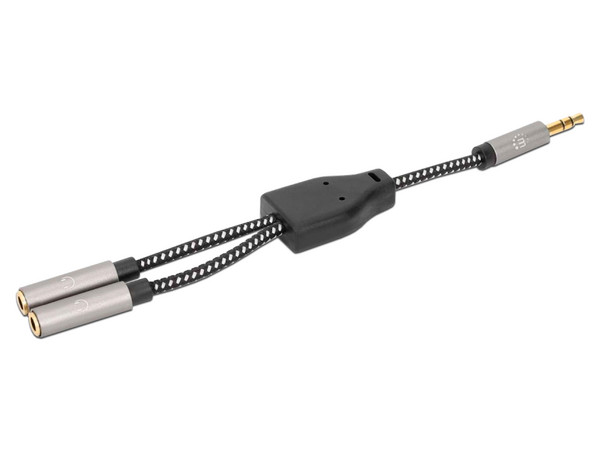 Adaptador de Auriculares en Y, de un Plug a 2 salidas 3.5 mm.