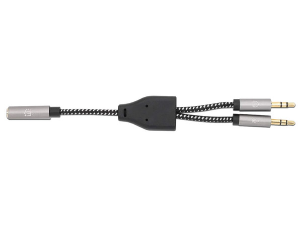Adaptador de Audio Manhattan de plug 3.5mm hembra a 2 plug 3.5mm Macho.