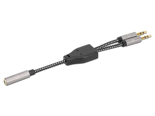 Adaptador de Audio Manhattan de plug 3.5mm hembra a 2 plug 3.5mm Macho.