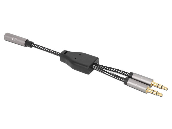 Adaptador de Audio Manhattan de plug 3.5mm hembra a 2 plug 3.5mm Macho.