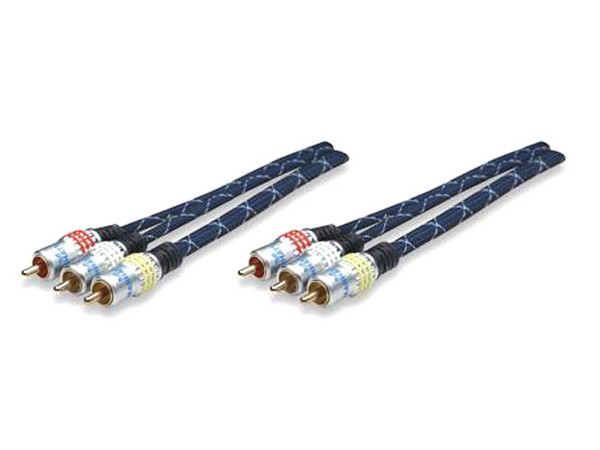 Cable de Audio y Video RCA 3 conectores a 3 conectores RCA, azul, 1.5m        