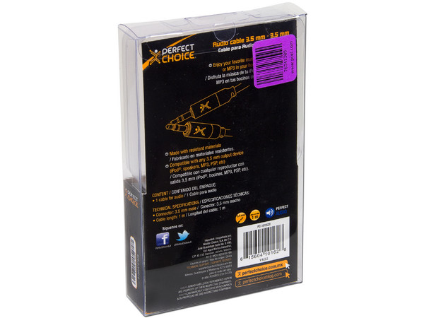 Cable estéreo Perfect Choice plug 3.5 mm (M-M), 1m.