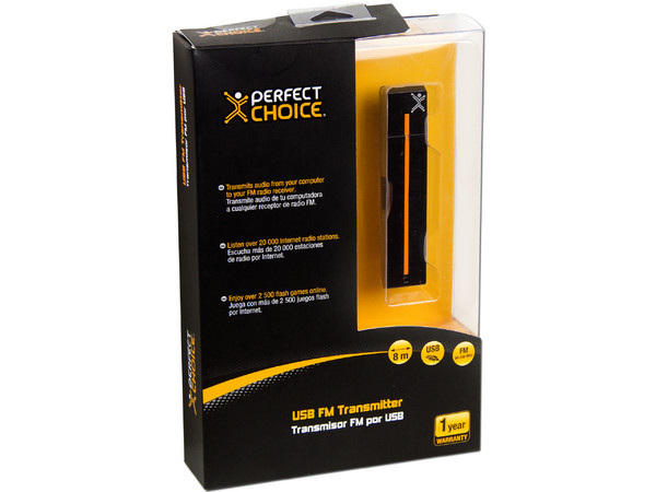 Transmisor FM Perfect Choice. USB (Transmite audio de tu computadora a cualquier receptor de radio FM.)