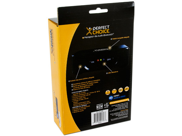 Receptor de Audio Bluetooth Perfect Choice, batería recargable, hasta 20m de alcance 