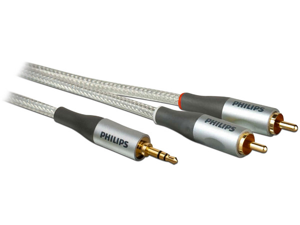 Cable de Audio Philips estéreo de 3.5 mm a conexión dual RCA (M-M), 1.5m.
