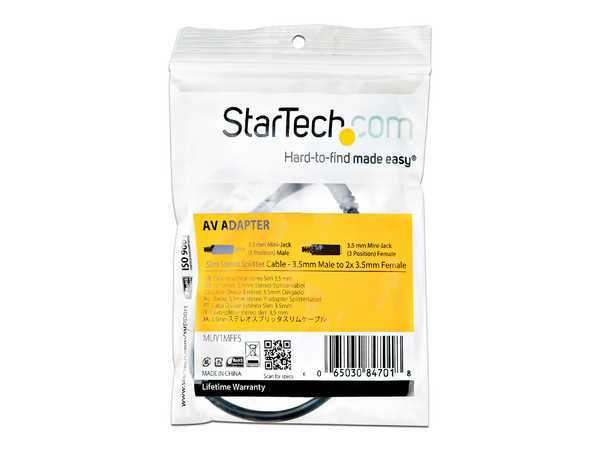 Adaptador Divisor StarTech de 3.5mm (M) a dos de 3.5mm (H)