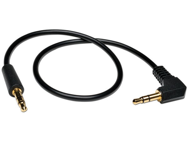 Cable de audio mini estéreo de 3.5 mm (M/M) con una clavija en Ángulo Recto, 30.48 cm.