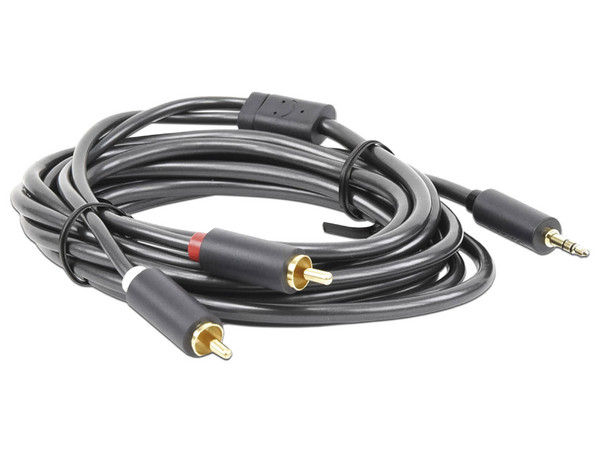 Cable adaptador de audio Ugreen de Conector 3.5mm a 2 conectores RCA, 3m. Color Gris.