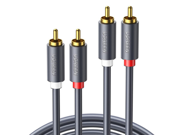 Cable de Audio 2 RCA Macho a 2 RCA Macho UGREEN, 3m, color negro.