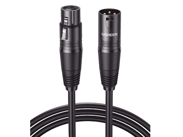 Cable Para Micrófono XLR Tipo Canon Macho A Hembra, Triple Blindaje, Alta Calidad, Color Negro.