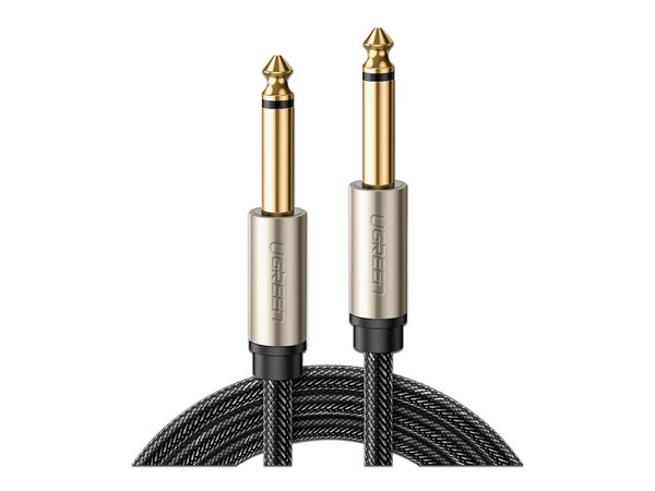 Cable de Audio Ugreen de Conectores TRS (6.35mm), Mono, Nylon Trenzado, 10m. Color Negro.