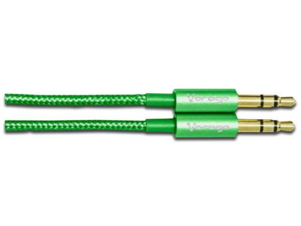Cable de Audio plano VORAGO estéreo de 3.5 mm (M-M), 1.5m. Color Verde.