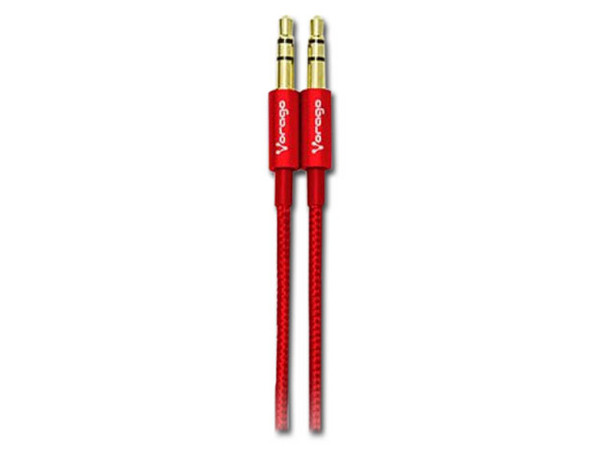 Cable de Audio VORAGO estéreo de 3.5 mm (M-M), 1m. Color Rojo.