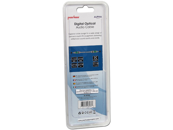 Cable de Audio Peerlees Alpha TosLink Óptico Digital macho a macho, 2.0m