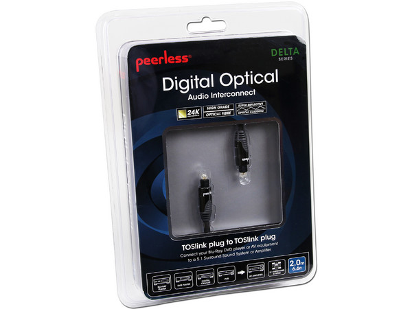 Cable de Audio Peerlees Delta TosLink Óptico Digital macho a macho, 2.0m