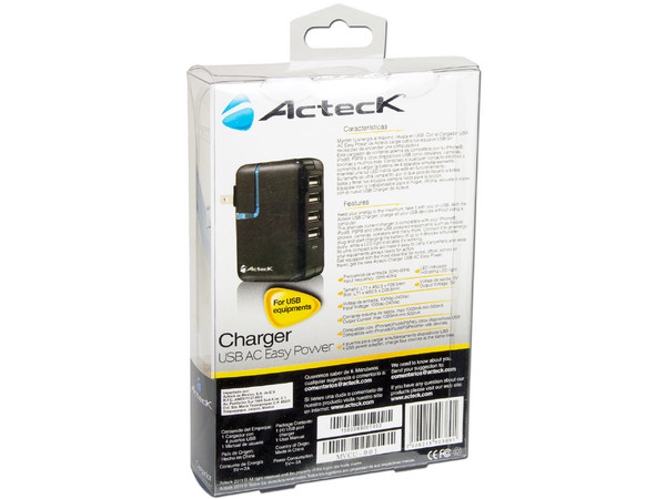 Cargador USB Acteck Easy Power UC-500, 4 puertos.