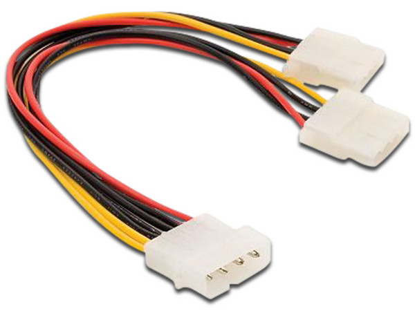 Cable Y de alimentación Brobotix, 20cm, 1 x mólex 4 pines (macho) a 2 x mólex 4 pines (hembra).