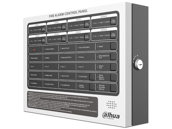 Panel de Alarma Contra Incendios, Convencional, 8 Zonas, Hasta 25 Detectores por Zona, 4 Contactos Secos, RS-485, Ethernet, IP30, Alimentación 90–270 V CA.