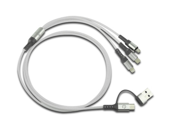 Cable de Carga Easy Line de USB-A/C a Lightning, USB-C, Micro USB de 1.2m