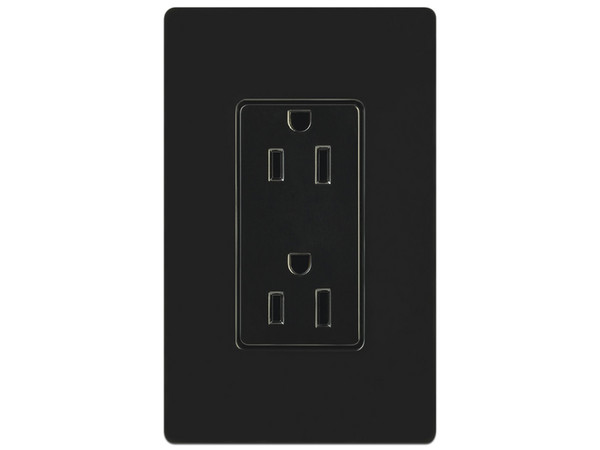 Caja de Pared Lutron CAR-15-BL-S de Tomacorriente, receptáculo convencional, Color Negro.
