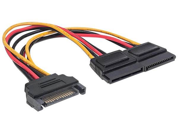 Adaptador divisor Manhattan de SATA (M) a 2 x SATA (H), 15cm.