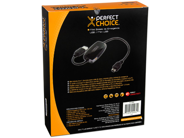 Mini Batería de Emergencia Perfect Choice  USB/Mini USB