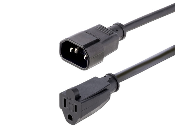 Extensión de cable de alimentación StarTech, IEC 320 C14 a NEMA 5-15R, 1m.