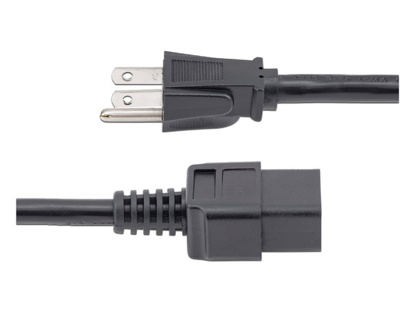 Extensión de cable de alimentación de NEMA 5-15P a C19, 1.8 m. Color negro.