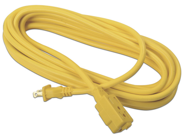 Extensión Eléctrica Surtek SYS-136042 de uso Rudo, 120V, 10A, Clavija NEMA 1-15P, 3 Salidas. Color Amarillo.