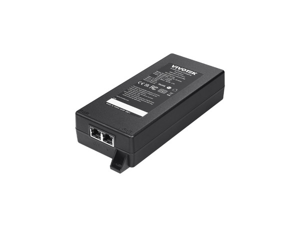 Inyector PoE Gigabit VIVOTEK AP-GIC-011B-090 con Potencia de 90W, Compatible con Estándares IEEE 802.3af/at/bt, y Protección Contra Sobrecorriente. Color Negro.