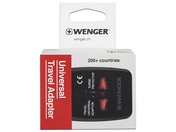 Adaptador de Corriente WENGER 604551 para Viaje. Supresión de Picos, Universal. Color Negro.