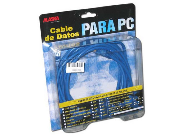Cable de red RJ45 Level 5  (15') AZUL con sus conectores ALASKA
