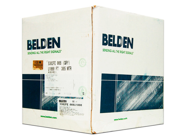 Cable de audio Belden 5302FE, caja con 305m, 18 AWG, 4 Lineas de cable. Color Gris.