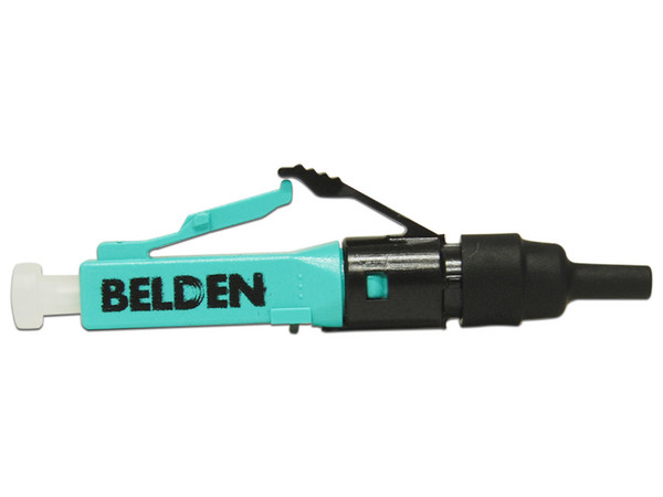 Conector Belden de Fibra Óptica LC, Multimodo, OM3. Color Aqua.