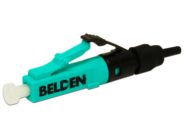 Conector Belden de Fibra Óptica LC, Multimodo, OM3. Color Aqua.