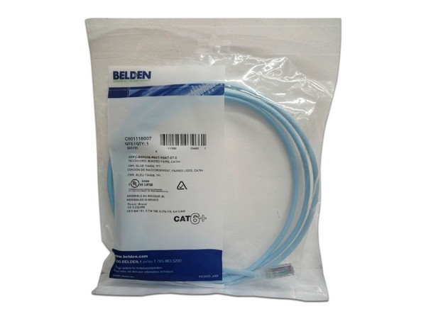 Cable de Red Belden C601116007, Longitud 2.1 m, Conector RJ45 (M-M). Color Azul.