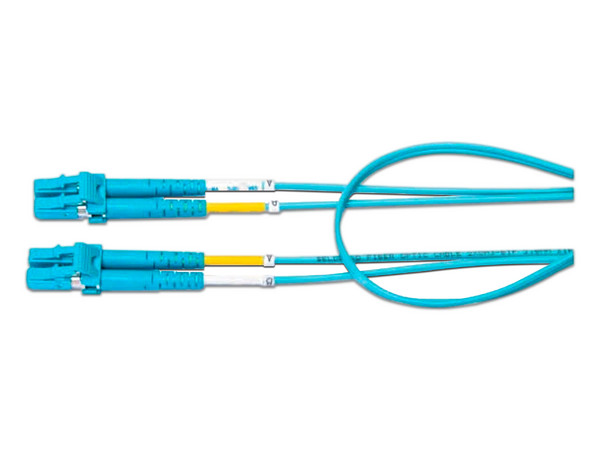 Cable de Red Belden de 2m OM3 Dúplex Fibra Óptica LC (M-M), Color Azul.