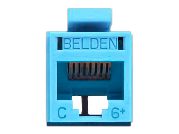 Conector Jack modular Belden RJ-45 Cat6 T568 A/B RV6MJKUTB-S1. Color Azul.
