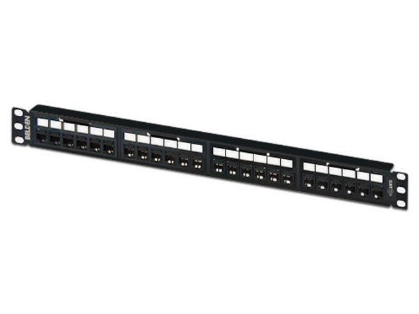 Panel de parcheo Belden RV6PPF1U24BK de 24 puertos, CAT6, 2U.