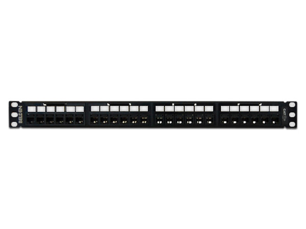Panel de parcheo Belden RV6PPF1U24BK de 24 puertos, CAT6, 2U.